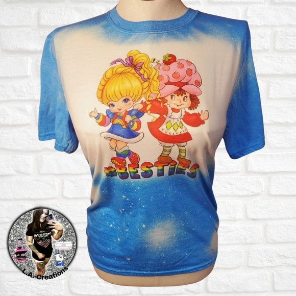 Besties - Rainbow brite & Strawberry Shortcake tee - Picture 1 of 3